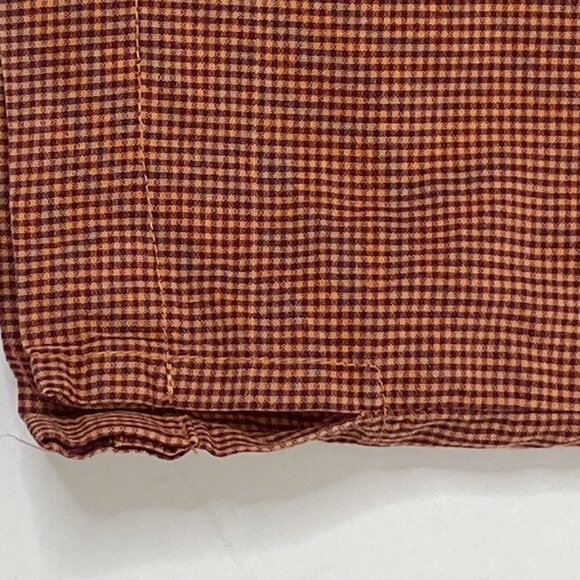 Quicksilver Men's Large Short Sleeved Button Front Shirt Rust Orange Plaid - Picture 9 of 12